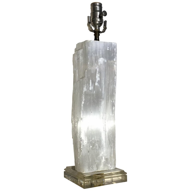 Selenite Crystal Stone Table Lamp At, Selenite Table Lamp