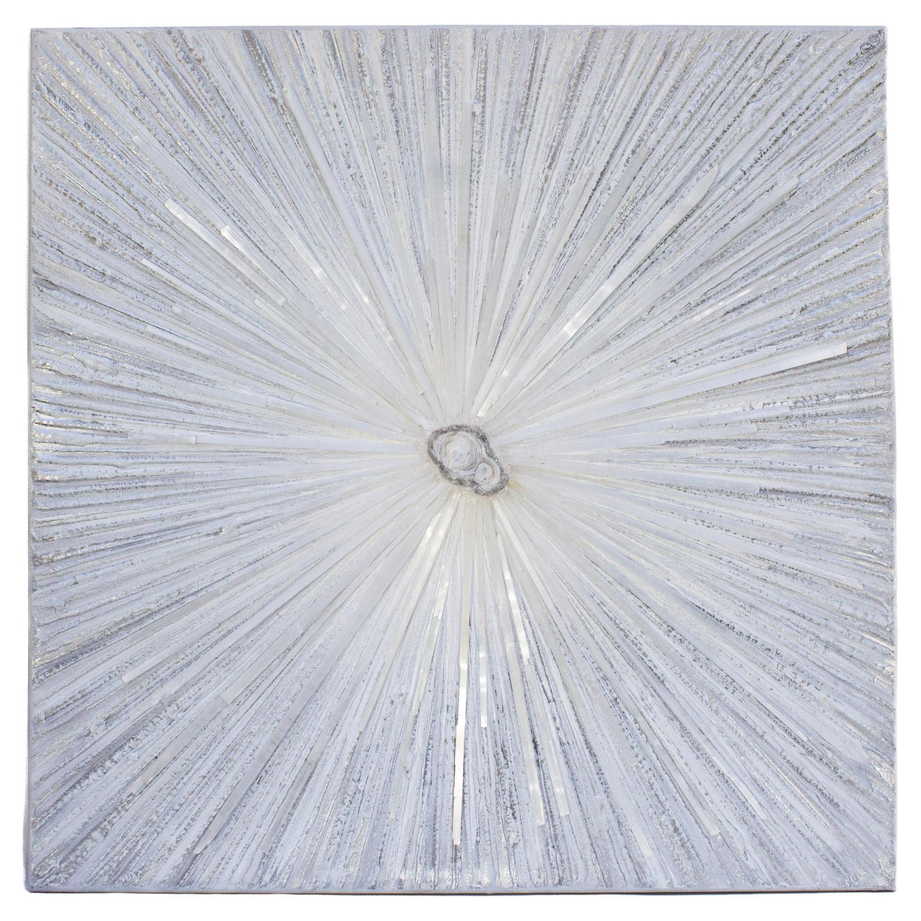Selenite Crystals and Chalcedony Rosette Center on Canvas
