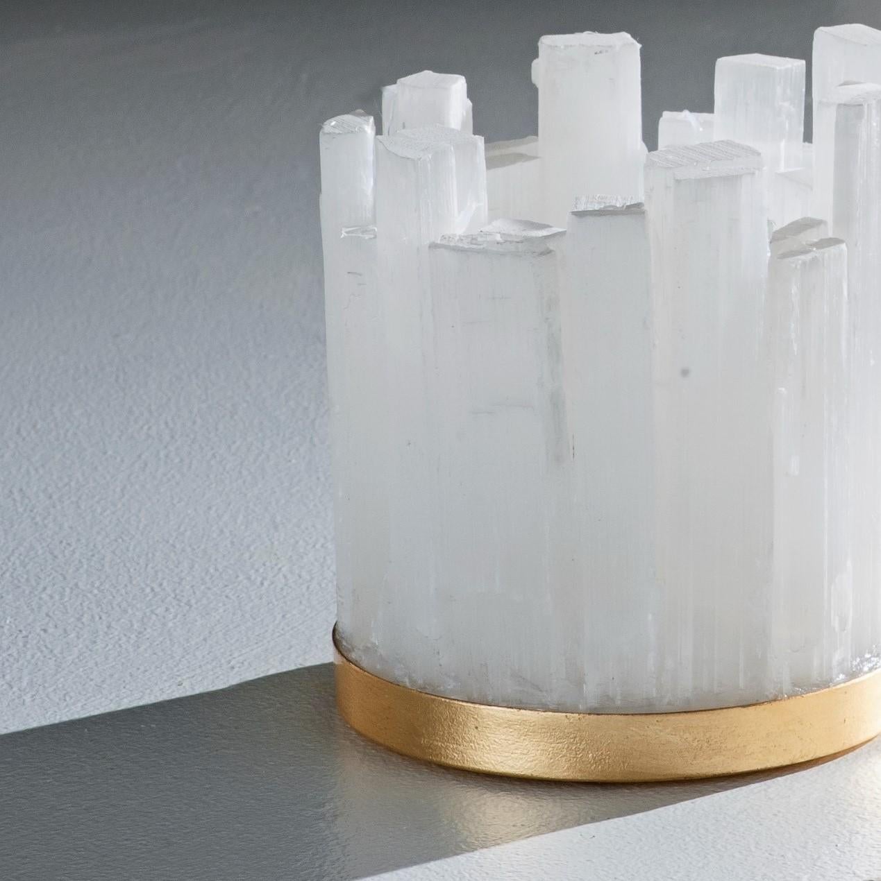 Modern Selenite Candle Holder by Aver  For Sale
