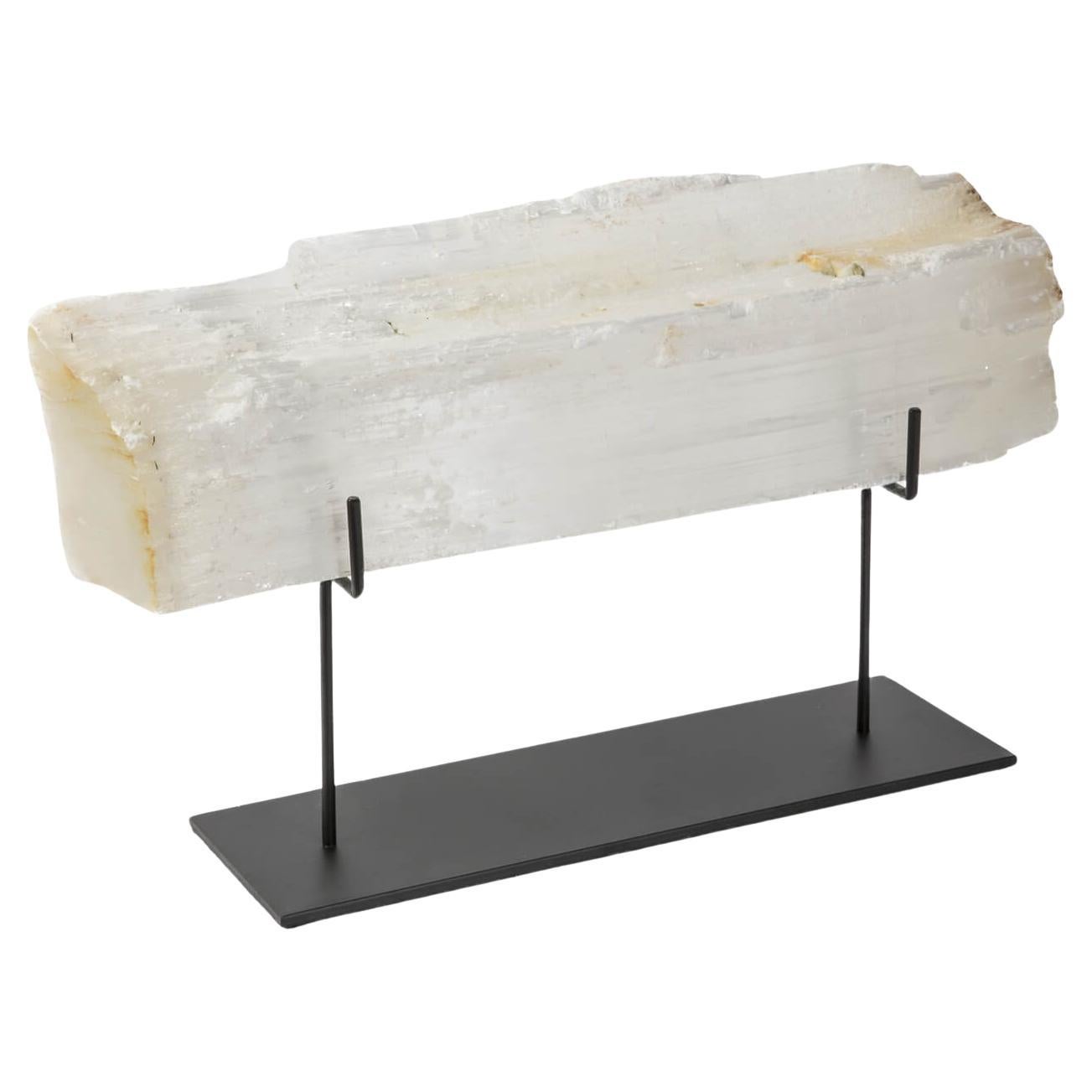 Selenite Log on stand For Sale