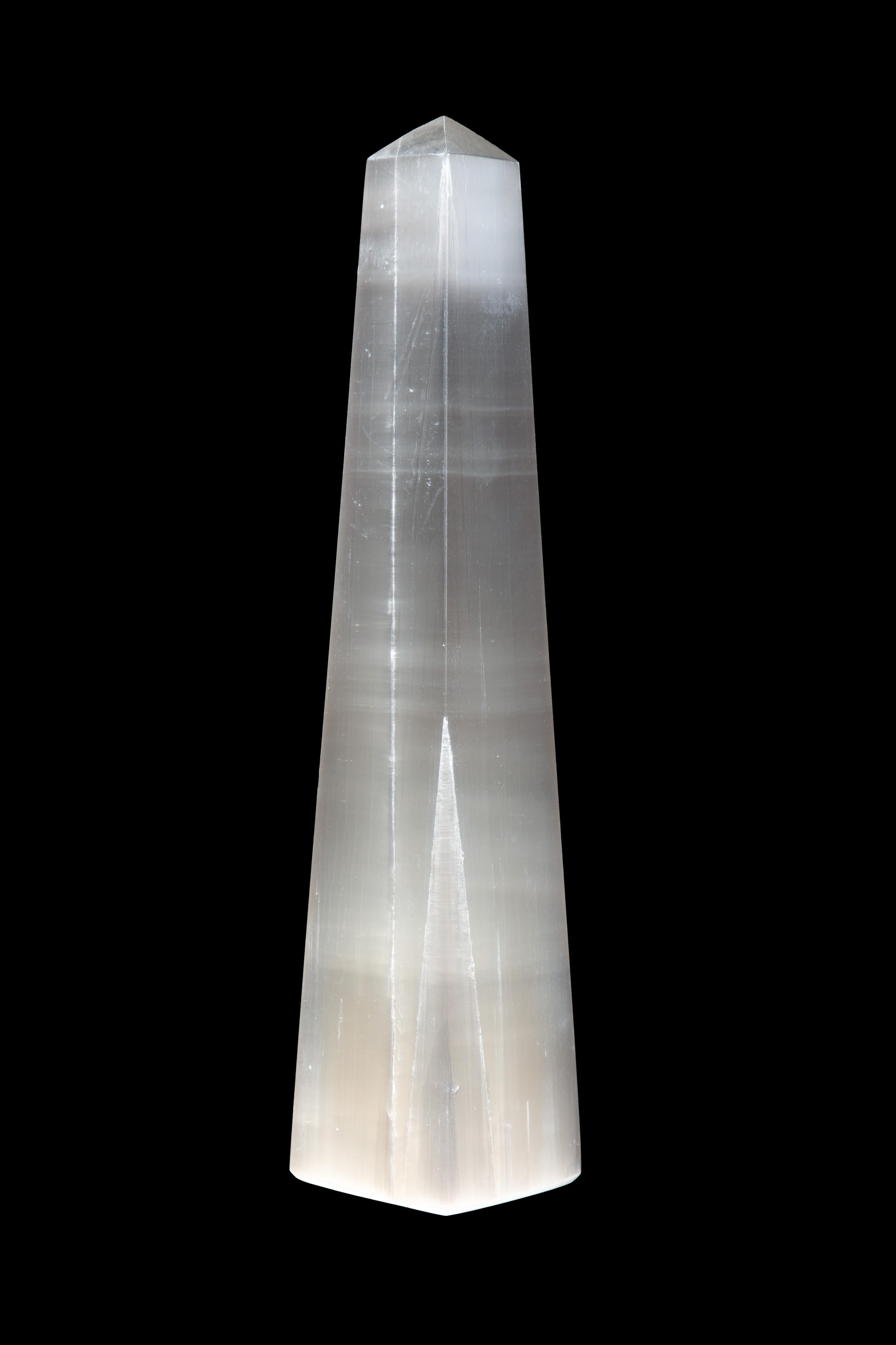 Contemporary Selenite Obelisk Pair For Sale