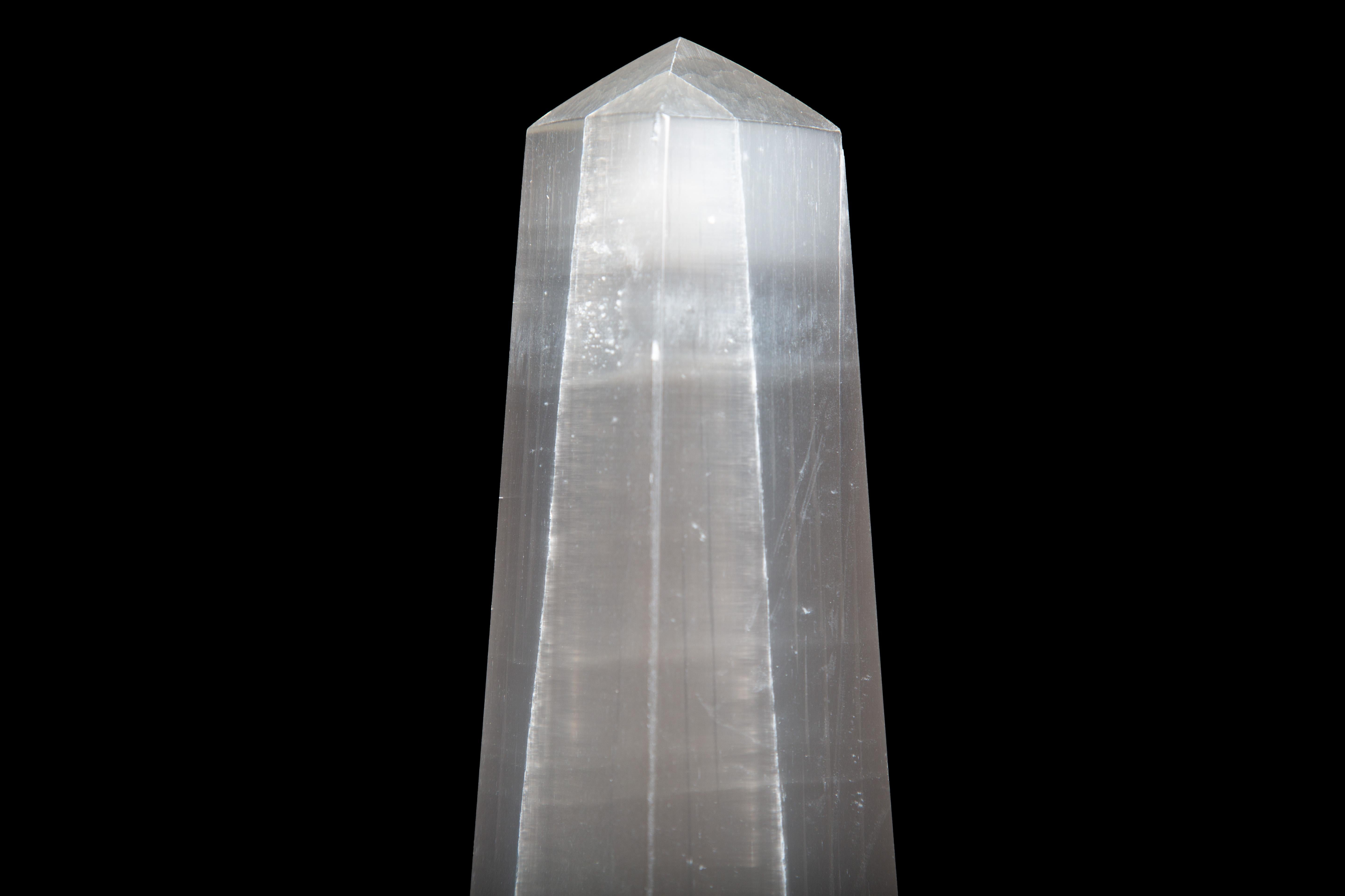 Stone Selenite Obelisk Pair For Sale