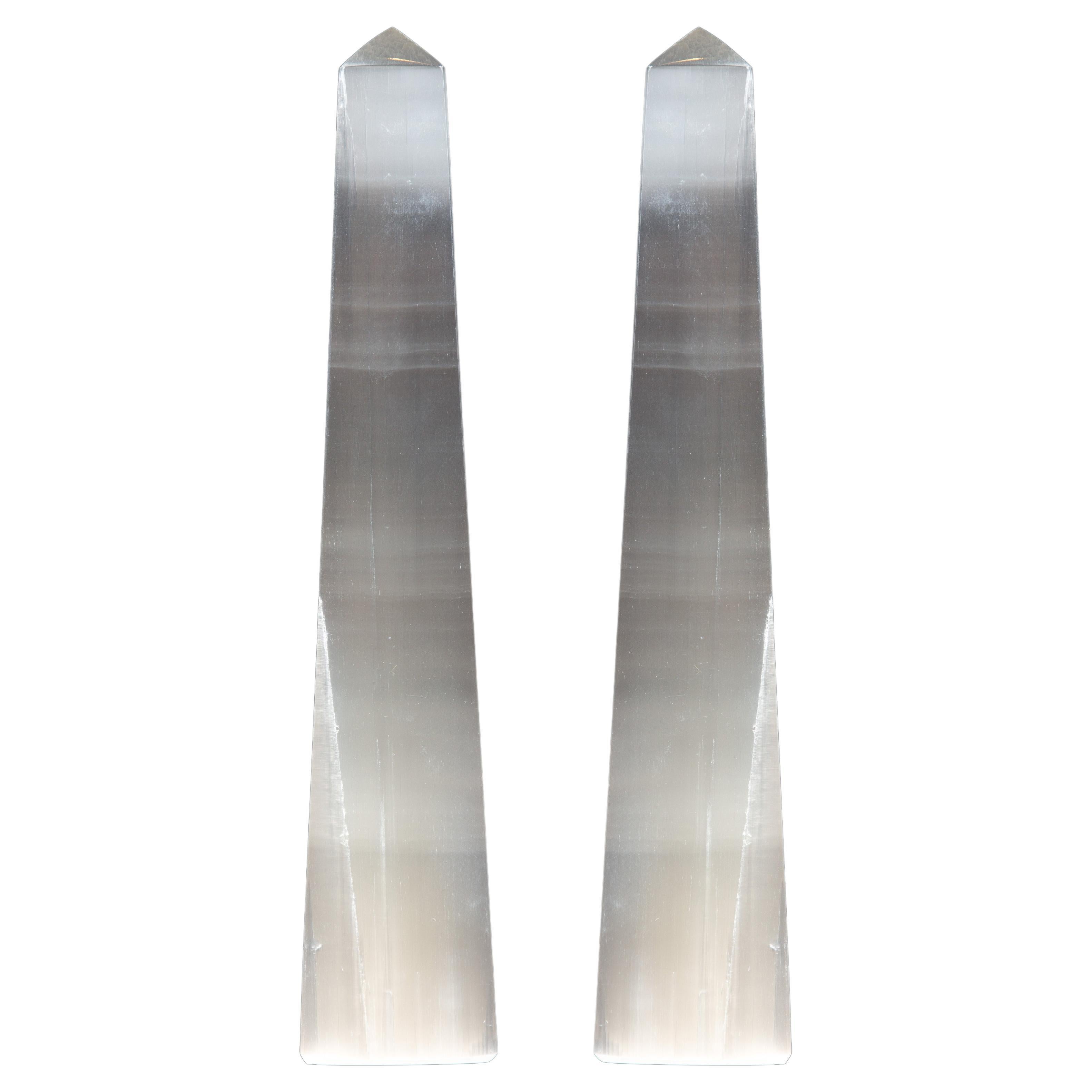 Selenite Obelisk Pair For Sale