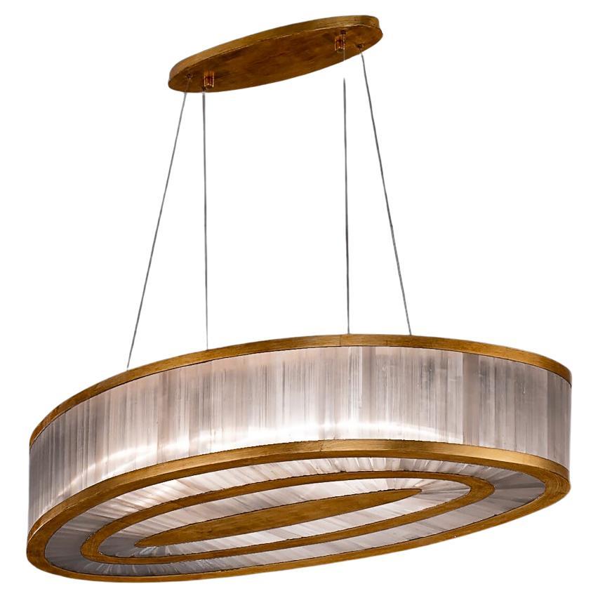Selenite Oval Pendant Lamp by Aver For Sale