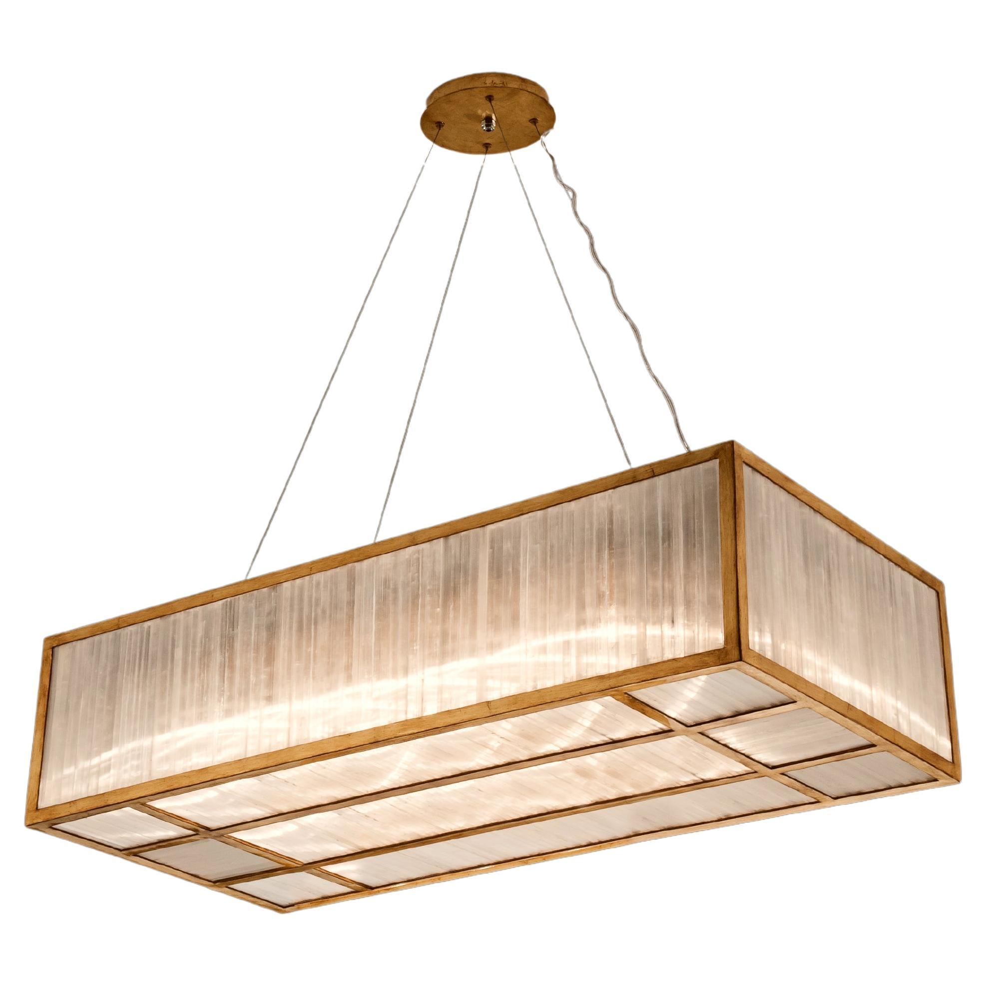 Selenite Rectangular Pendant Lamp by Aver For Sale