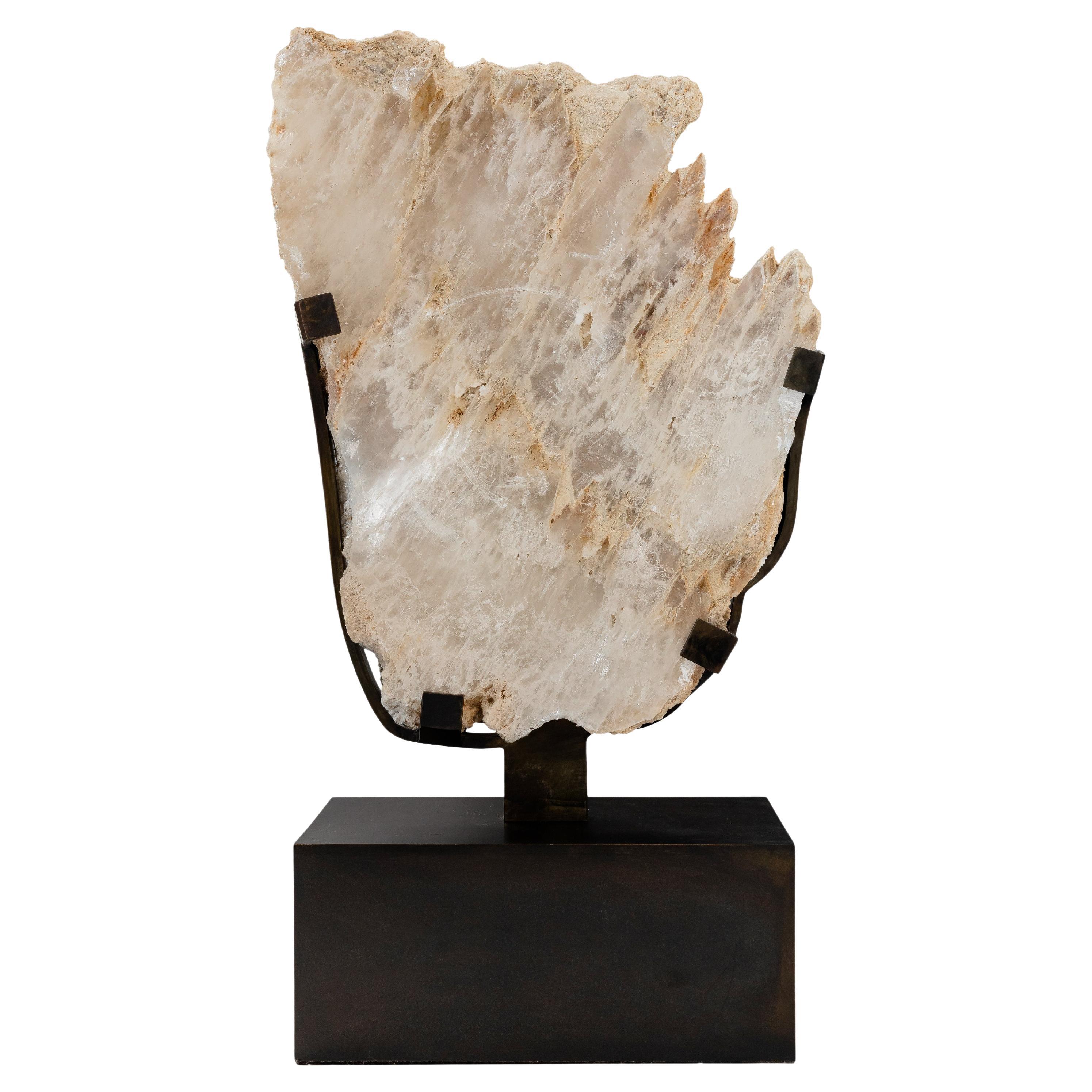 Selenite Sculpture on Museum Mount For Sale