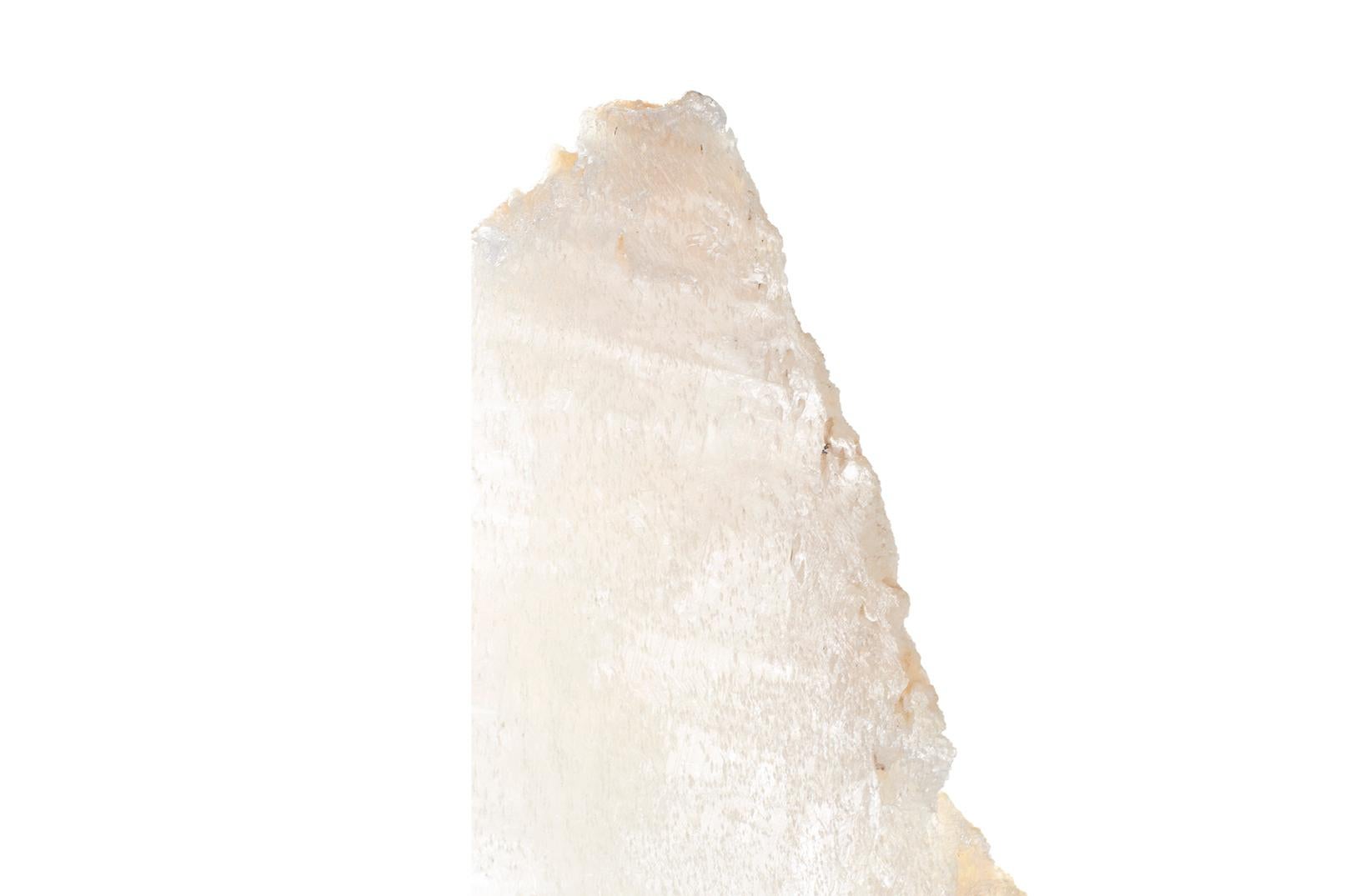 Organico moderno Scultura di selenite su supporto museale in acciaio in vendita