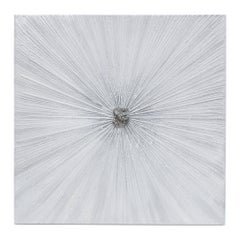 Selenite Crystal Sunburst & Chalcedony Rosette Center on a Painted Canvas