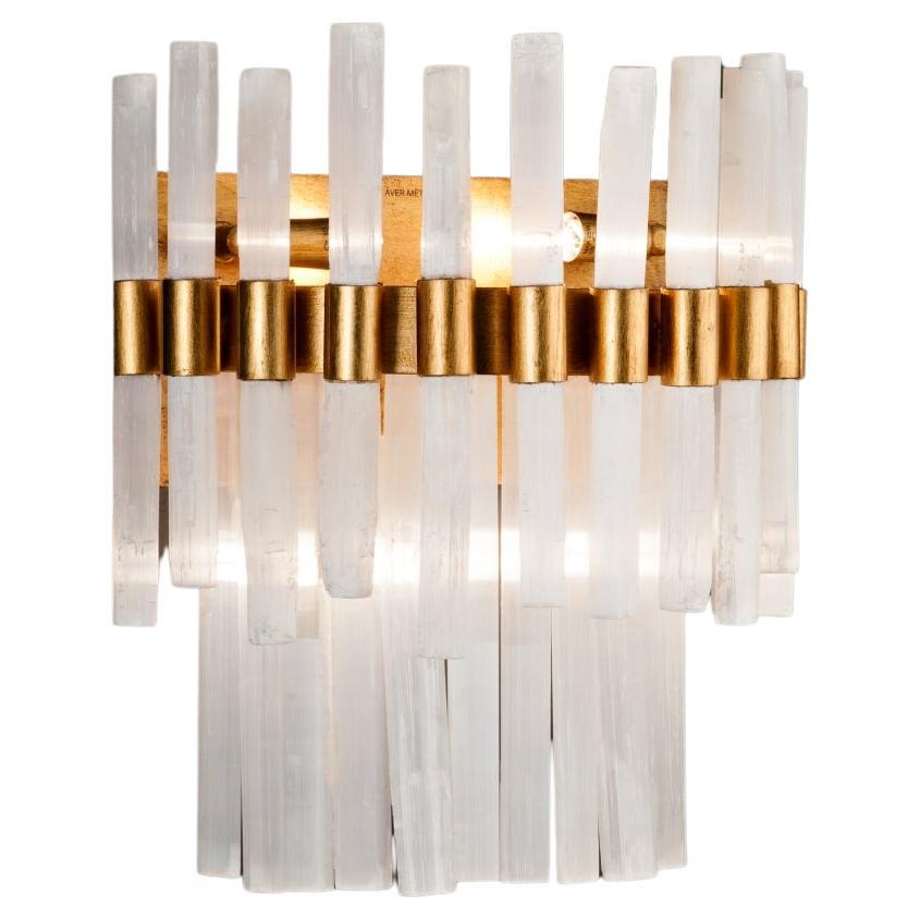 Selenite Wall Sconce by Aver For Sale