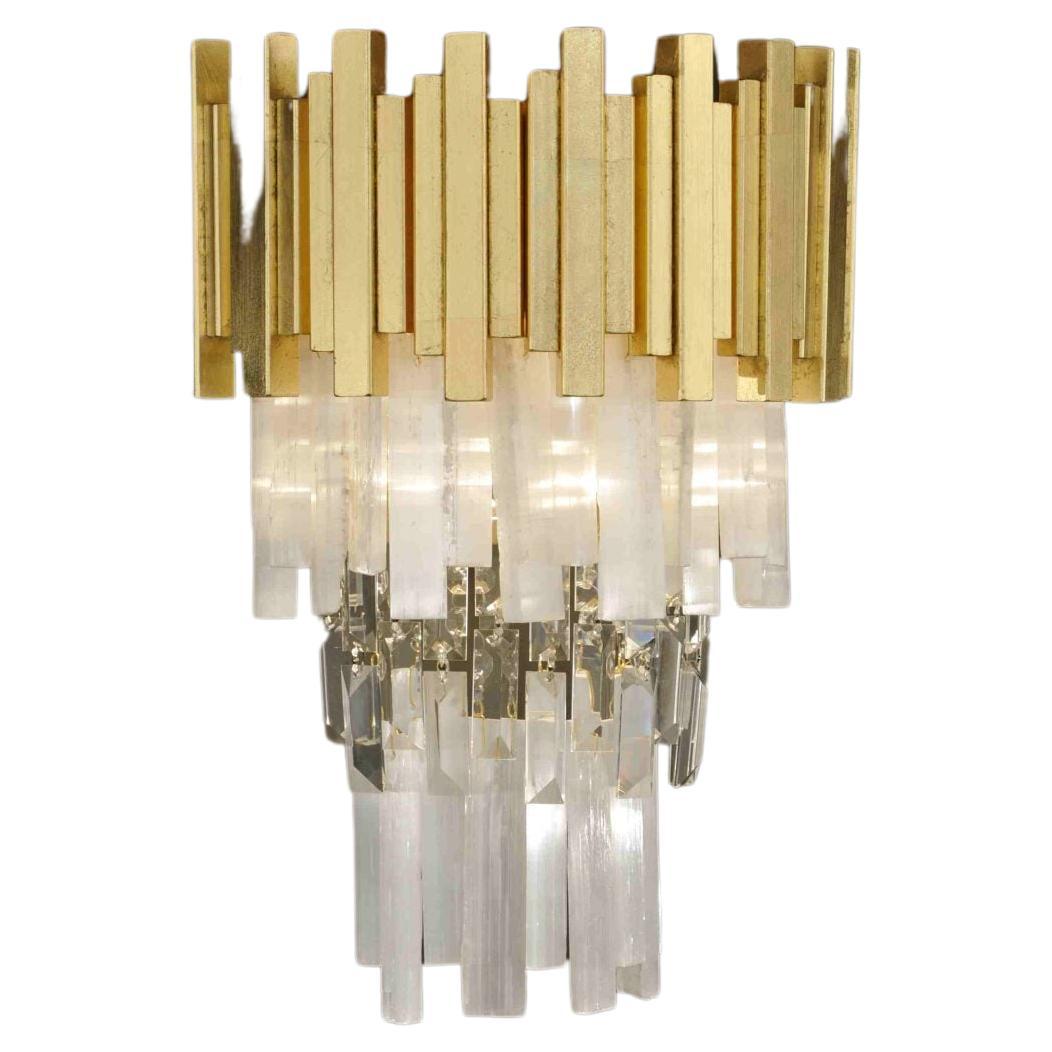 Selenite Wall Sconce by Aver For Sale