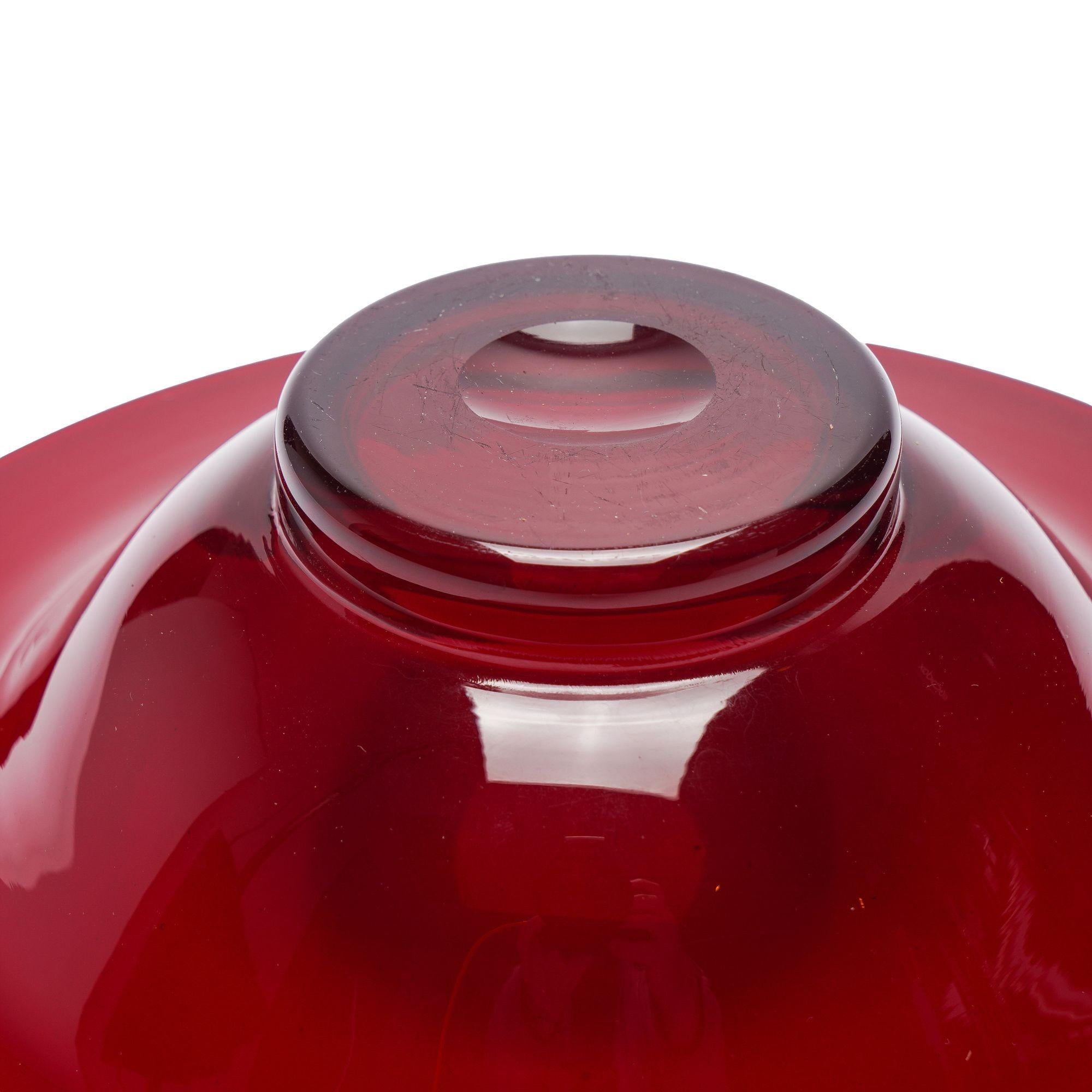 Blown Glass Selenium red blown glass center bowl by Steuben, c. 1930 For Sale