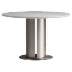 'Seleno Dining Table' Solid Marble, Brushed Steel