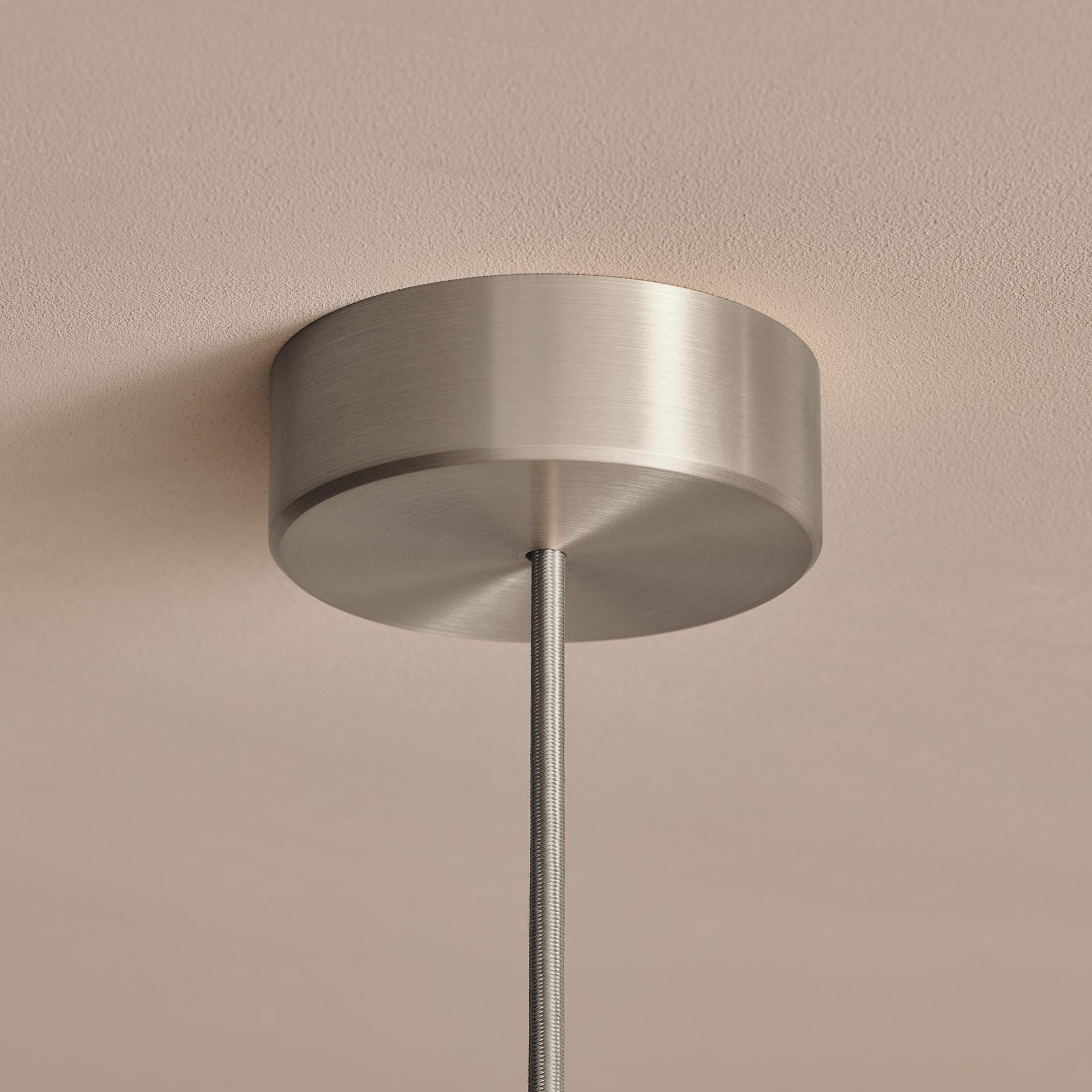 Contemporary 'Seleno Pendant 100' Handmade Brushed Steel Ceiling Lamp For Sale