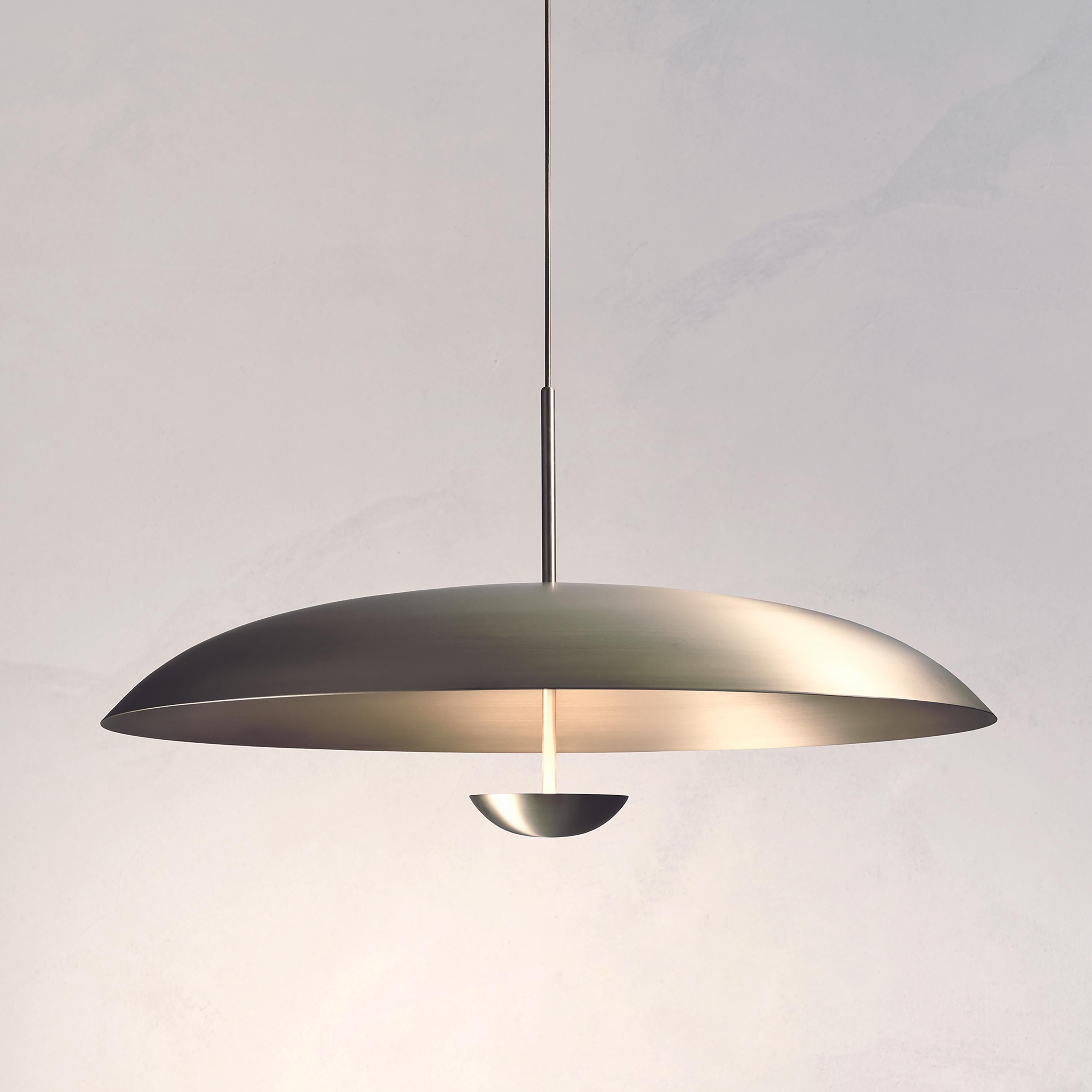 British 'Seleno Pendant 100' Handmade Brushed Steel Ceiling Lamp For Sale