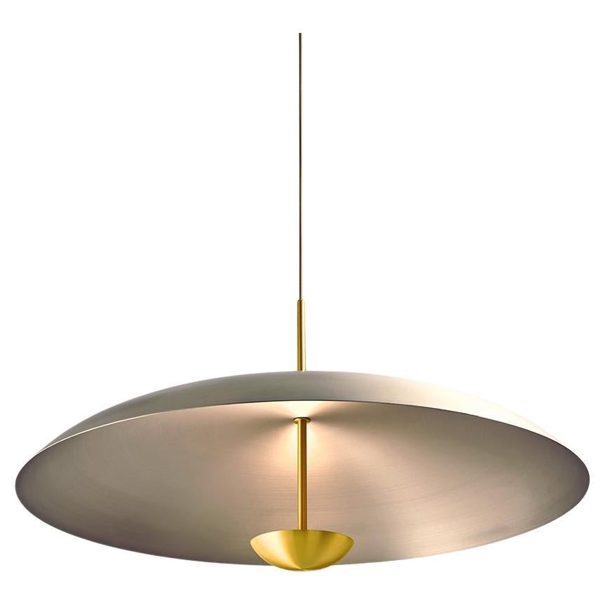 'Seleno Sol Pendant 100' Handmade Brushed Steel and Brass Ceiling Lamp For Sale