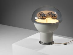 Selenova Postmodern Table Lamp with Glass Orb in Light Blue Glass & Perspex