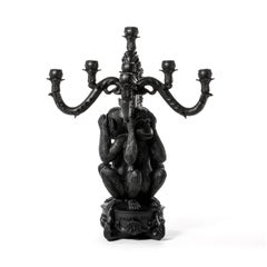 Lampadario a cinque bracci Seletti "Burlesque - The No Evil Monkeys", nero