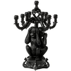 Seletti „“Burlesken – die unheillichen Affen““ Fünfarmiger Kronleuchter, schwarz