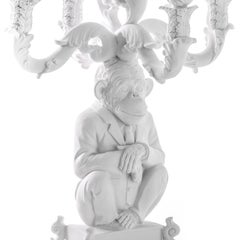 Candelabro a cinque bracci Seletti "Burlesque - Lo scimpanzé saggio", bianco