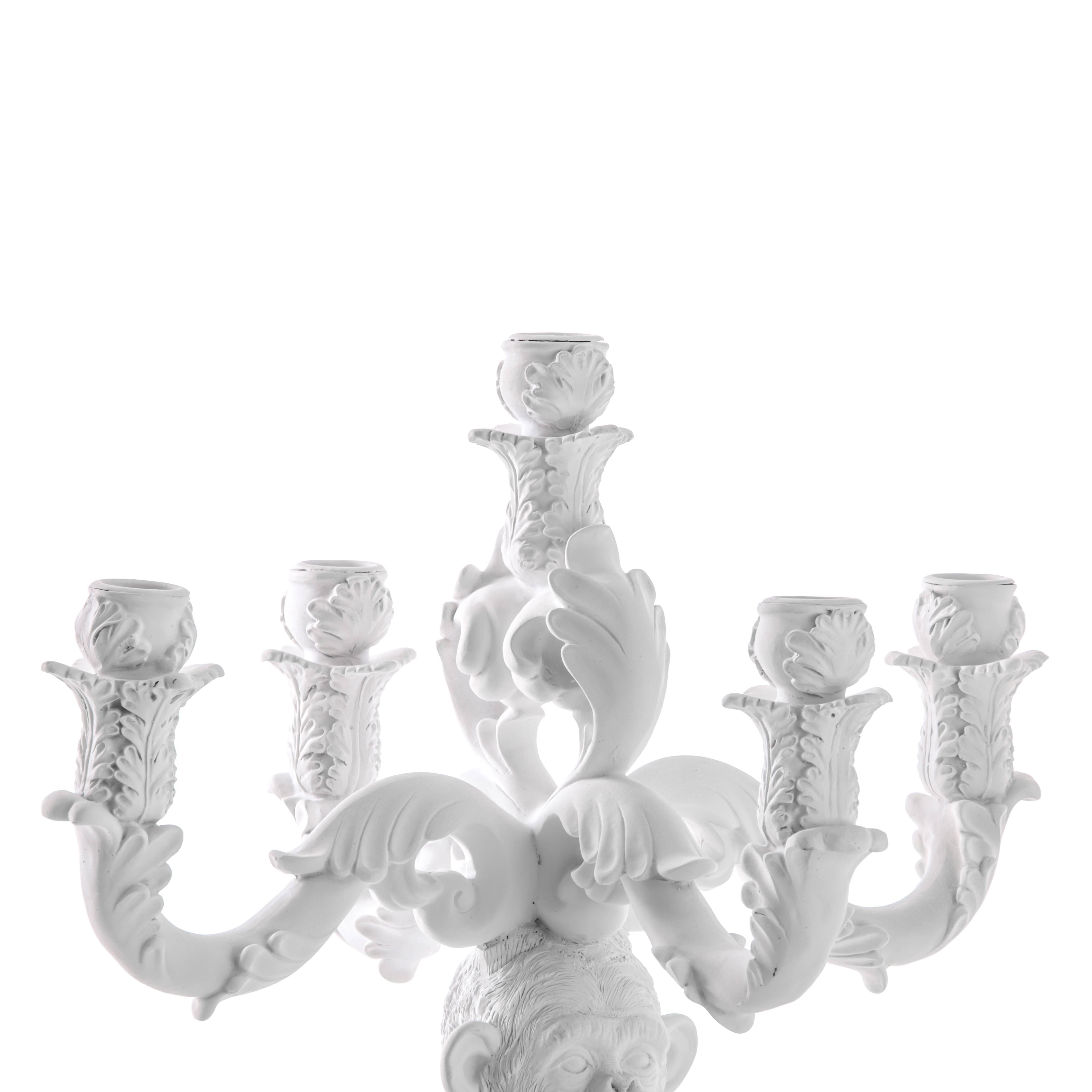 Moderne Candélabre à cinq bras blanc « Burlesque - The Wise Chimpanzee » de Seletti en vente