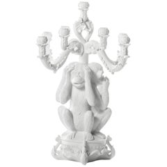 Seletti "Burlesque - The No Evil Monkeys" Five-Arm Chandelier, White
