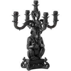 Seletti "Burlesque - The Wise Chimpanzee" Five-Arm Candelabra, Black