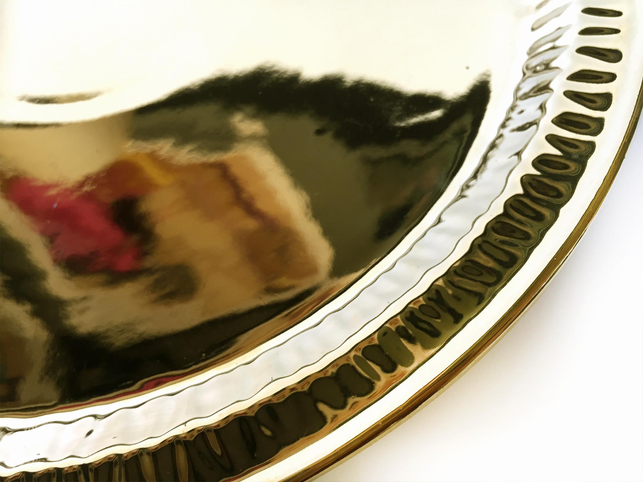 Contemporary Seletti Gold Porcelain Plates Estetico Quotidiano Collection, a Set of 8