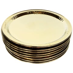 Seletti Gold Porcelain Plates Estetico Quotidiano Collection, a Set of 8