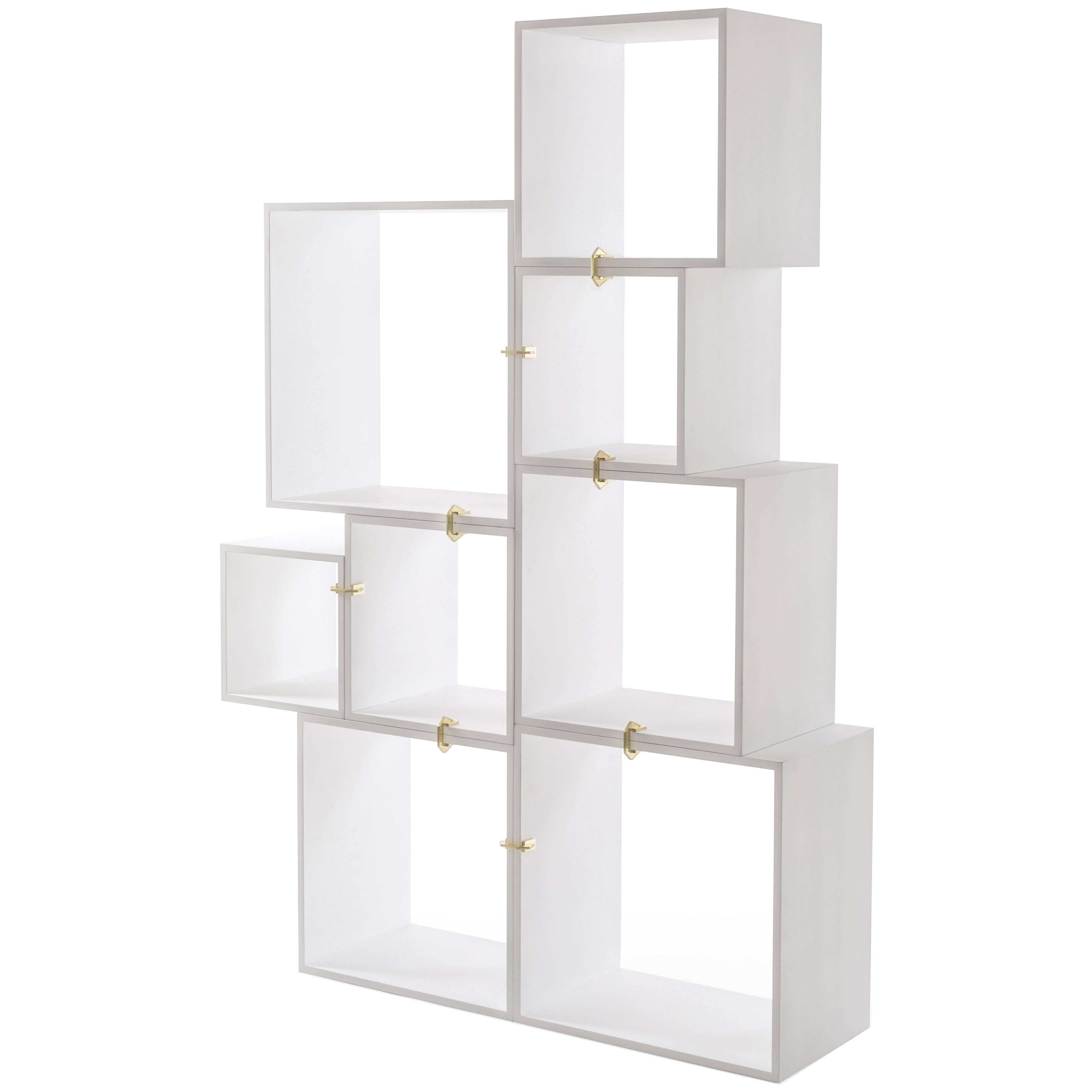 Seletti Laquered Modules in Wooden "Assemblage", Set of Eight Modules in White