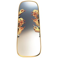 Seletti "Lipstick" Large Wall Mirror with Gold Frame by Toiletpaper