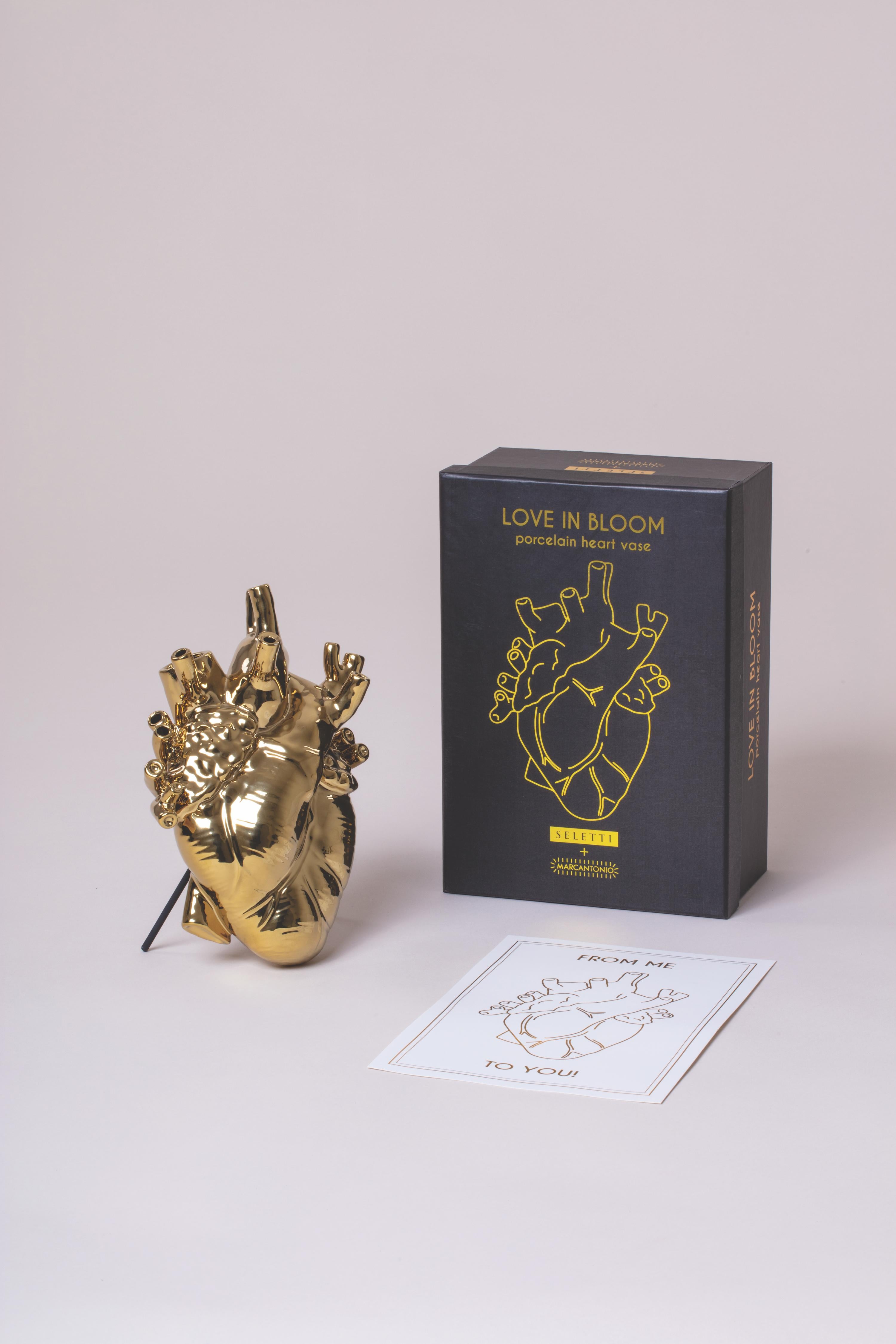 Seletti 'Love in Bloom' Gold Edition Heart Vase by Marcantonio For Sale 2