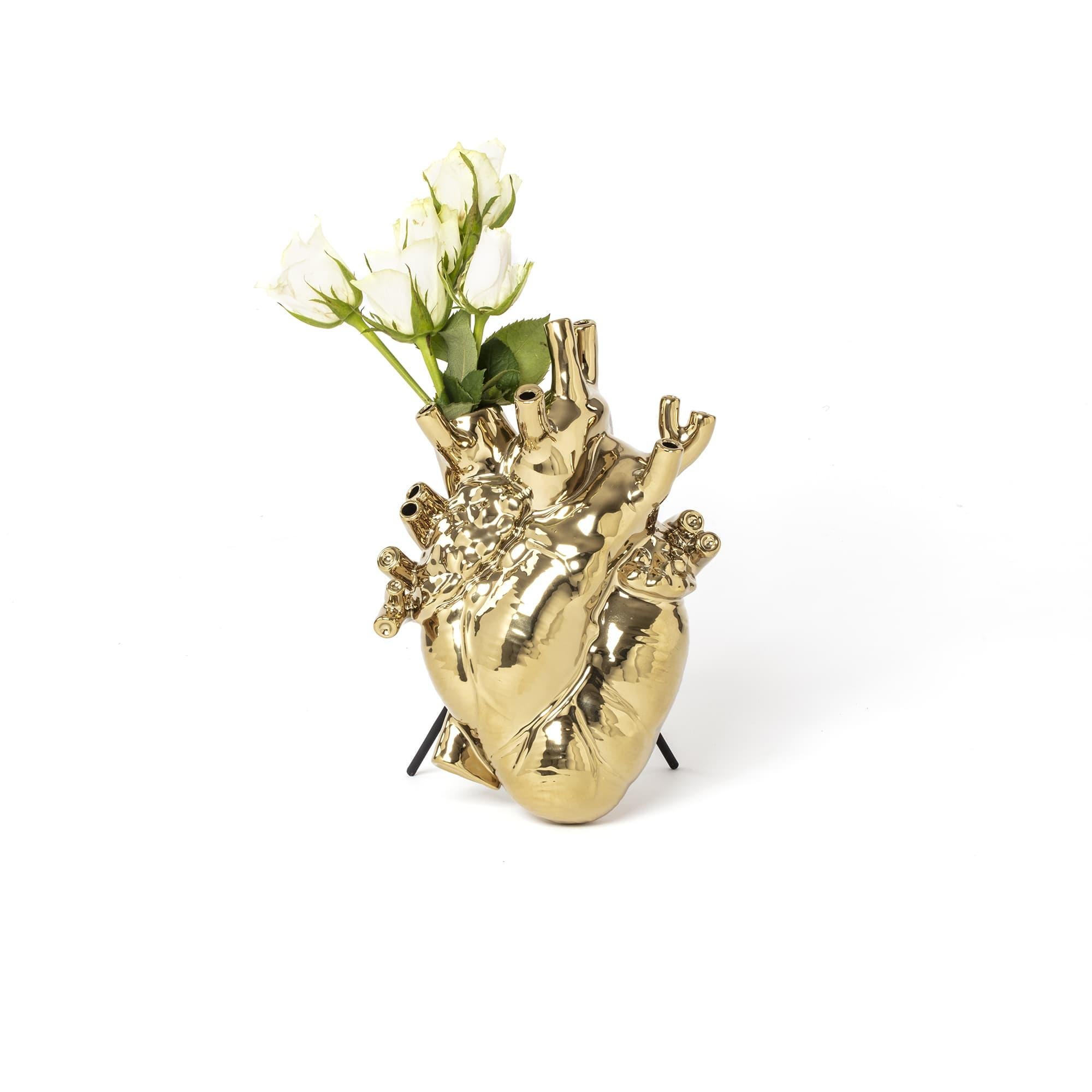 Seletti 'Love in Bloom' Gold Edition Herzvase von Marcantonio (Moderne) im Angebot