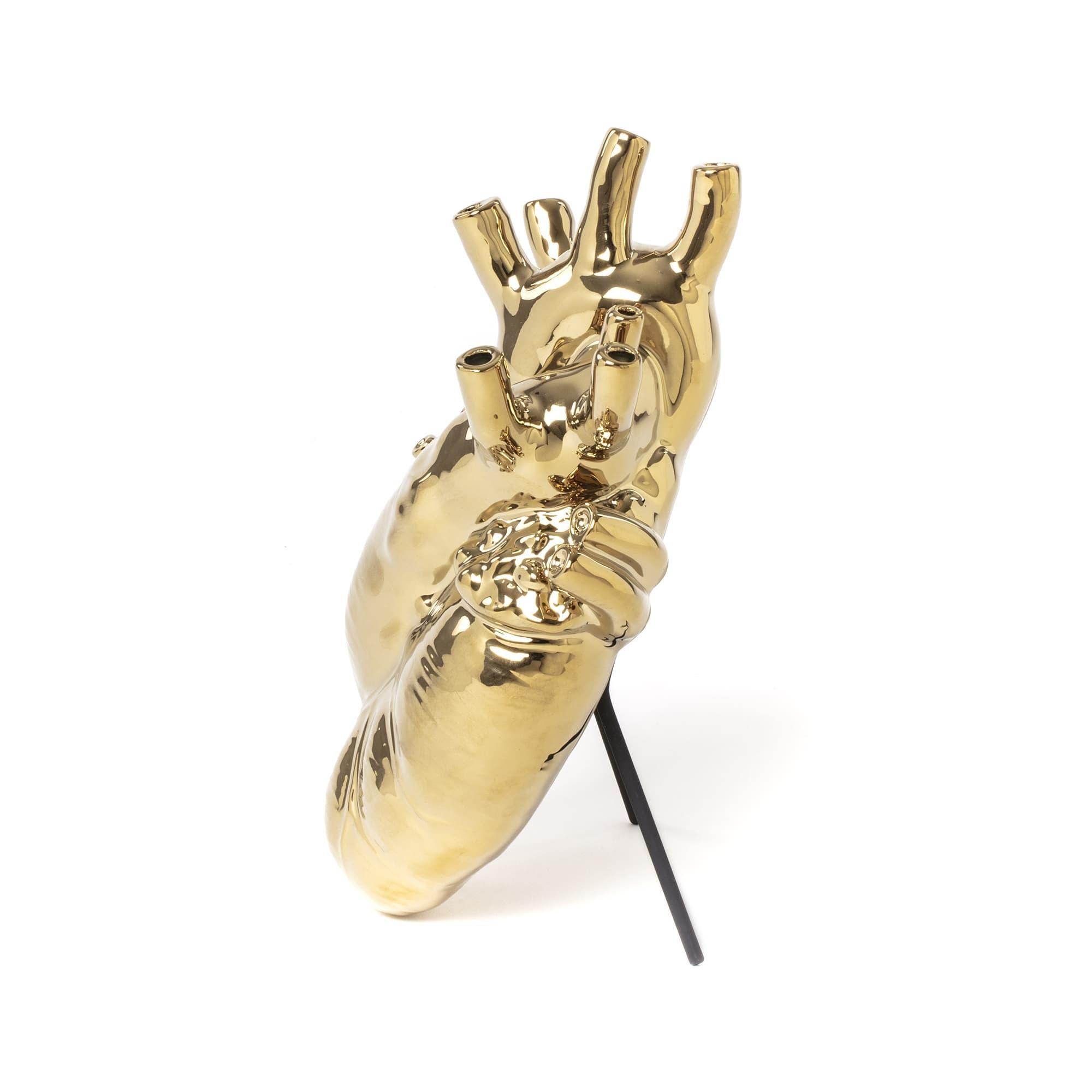 Vaso a cuore Seletti 'Love in Bloom' Gold Edition di Marcantonio In condizioni Nuovo in vendita a Doral, FL