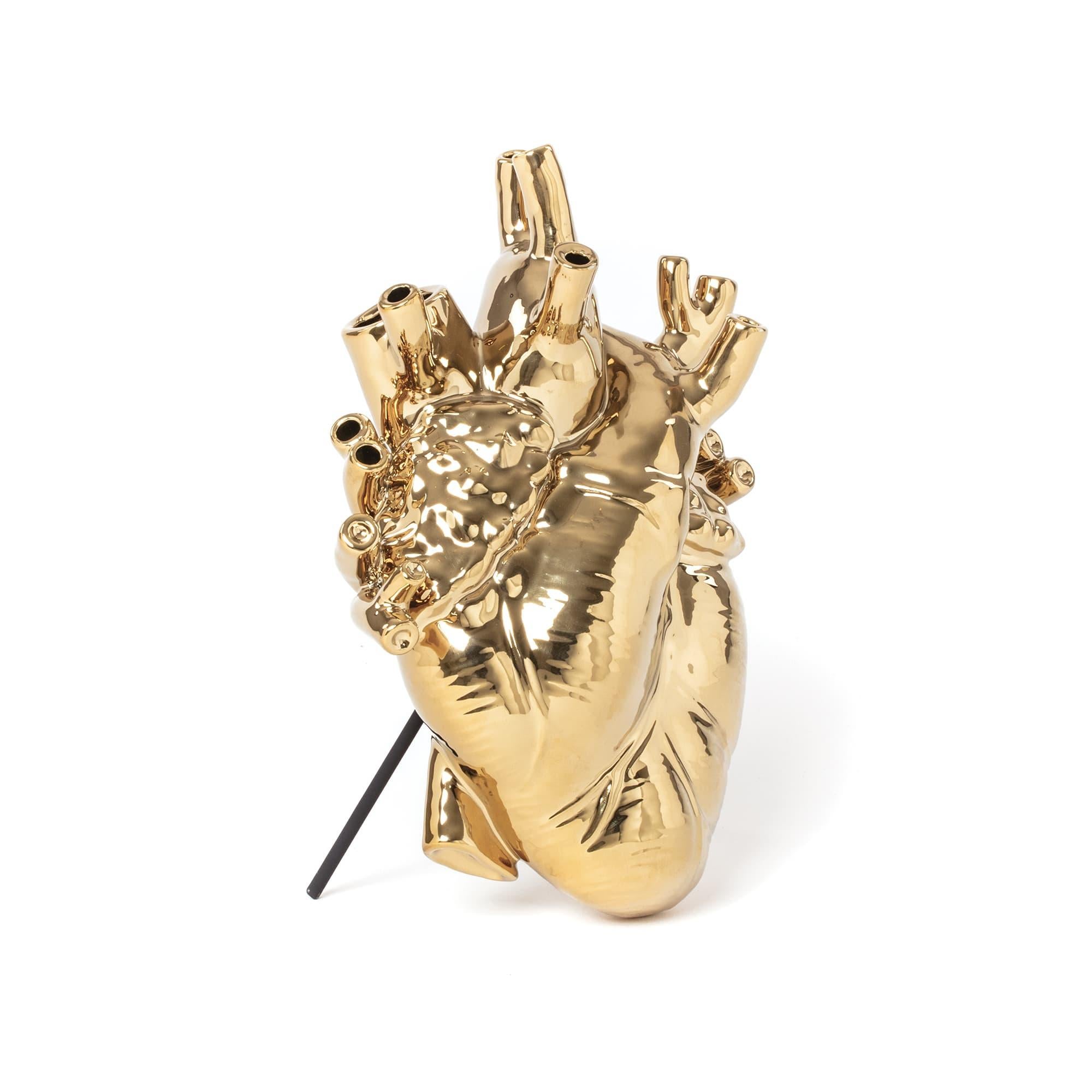 Seletti 'Love in Bloom' Gold Edition Heart Vase by Marcantonio In New Condition For Sale In Doral, FL