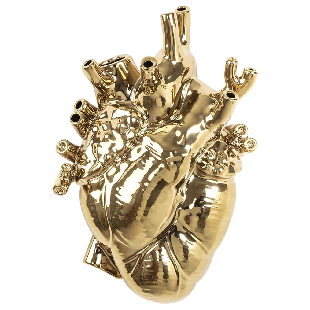 Seletti 'Love in Bloom' Gold Edition Heart Vase by Marcantonio For Sale