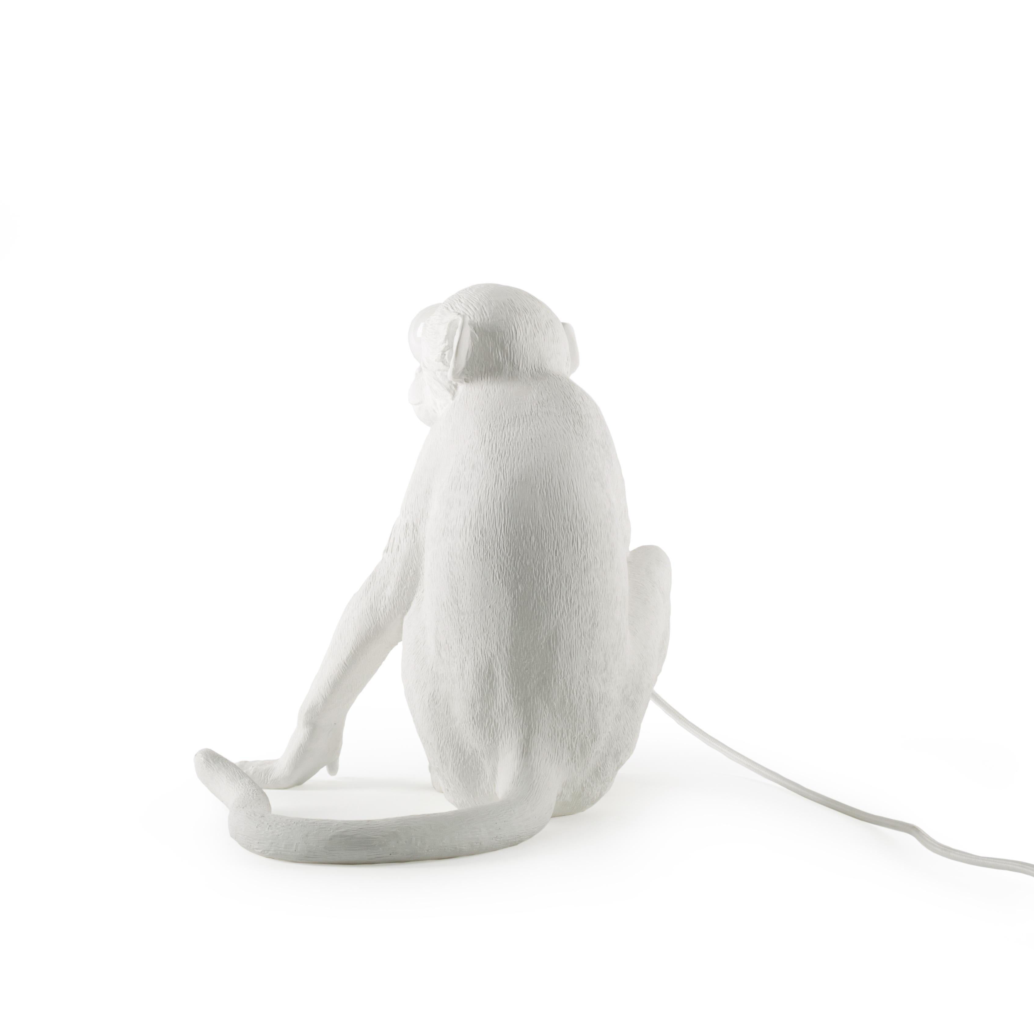 A mischievous monkey stole your light and now it’s up to you to get it back. This white resin lamp designed by Marcantonio makes you feel just like in a safari, lost in the deep black Africa.

- Sitting lamp 
- Material: Resin
- Size: Cm.34 × 30