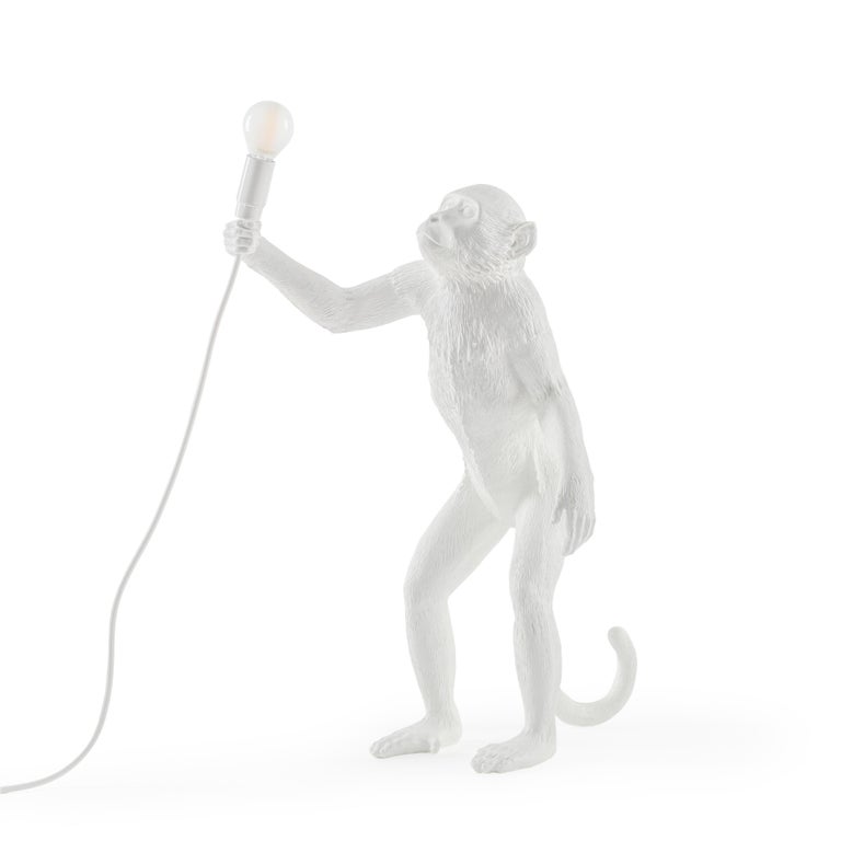 Seletti Outdoor White Standing Monkey, Monkey Floor Lamp
