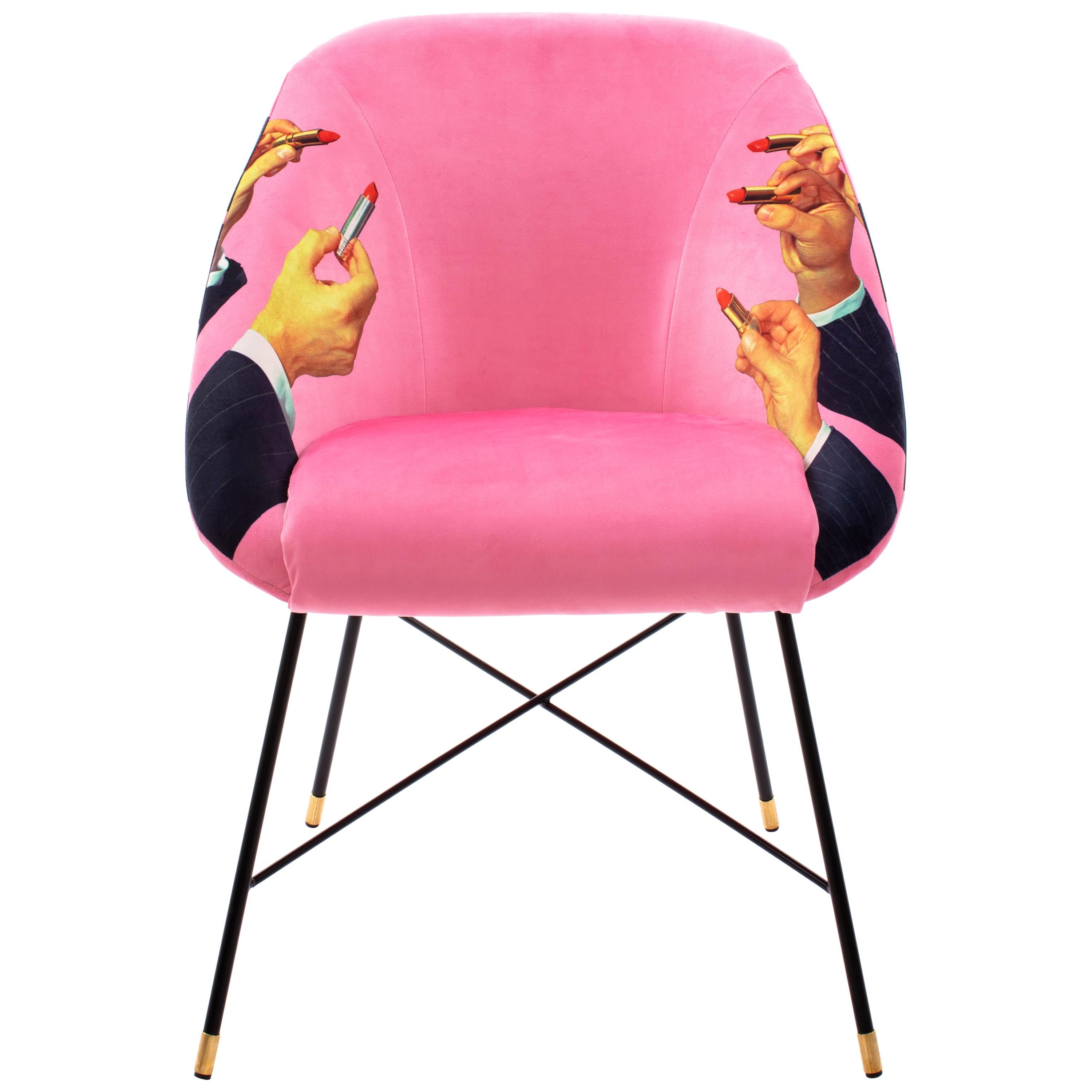 Seletti Pink "Lipsticks" Upholstered Occasional Chair by Toiletpaper For Sale
