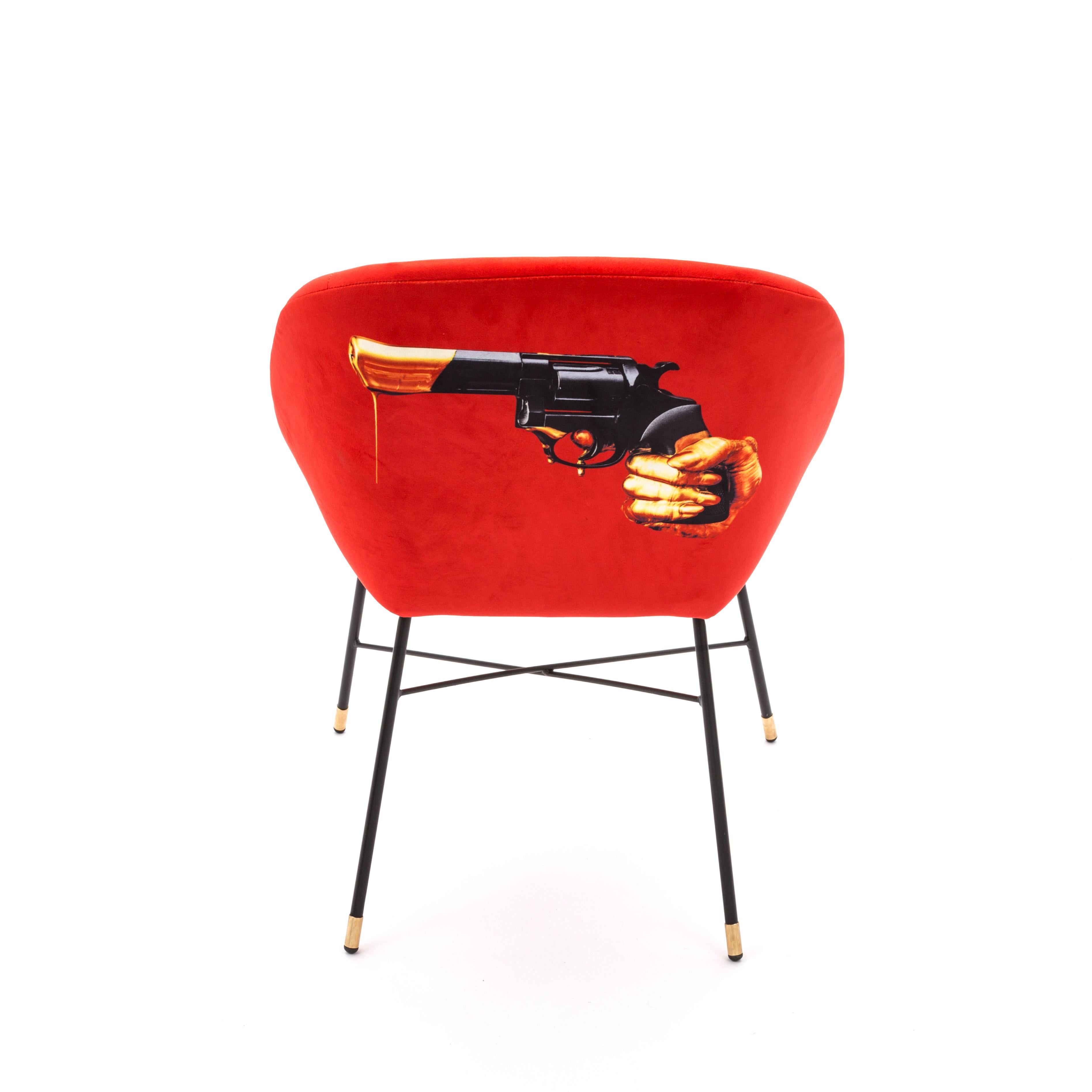 XXIe siècle et contemporain Chaise d'appoint Revolver tapissée de papier toilette Seletti en vente