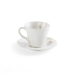 Tasse à café et soucoupe en porcelaine "Kintsugi-N'3" de Seletti