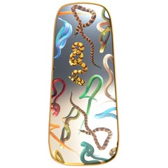 Seletti "Snakes" Large Wall Mirror with Gold Frame by Toiletpaper