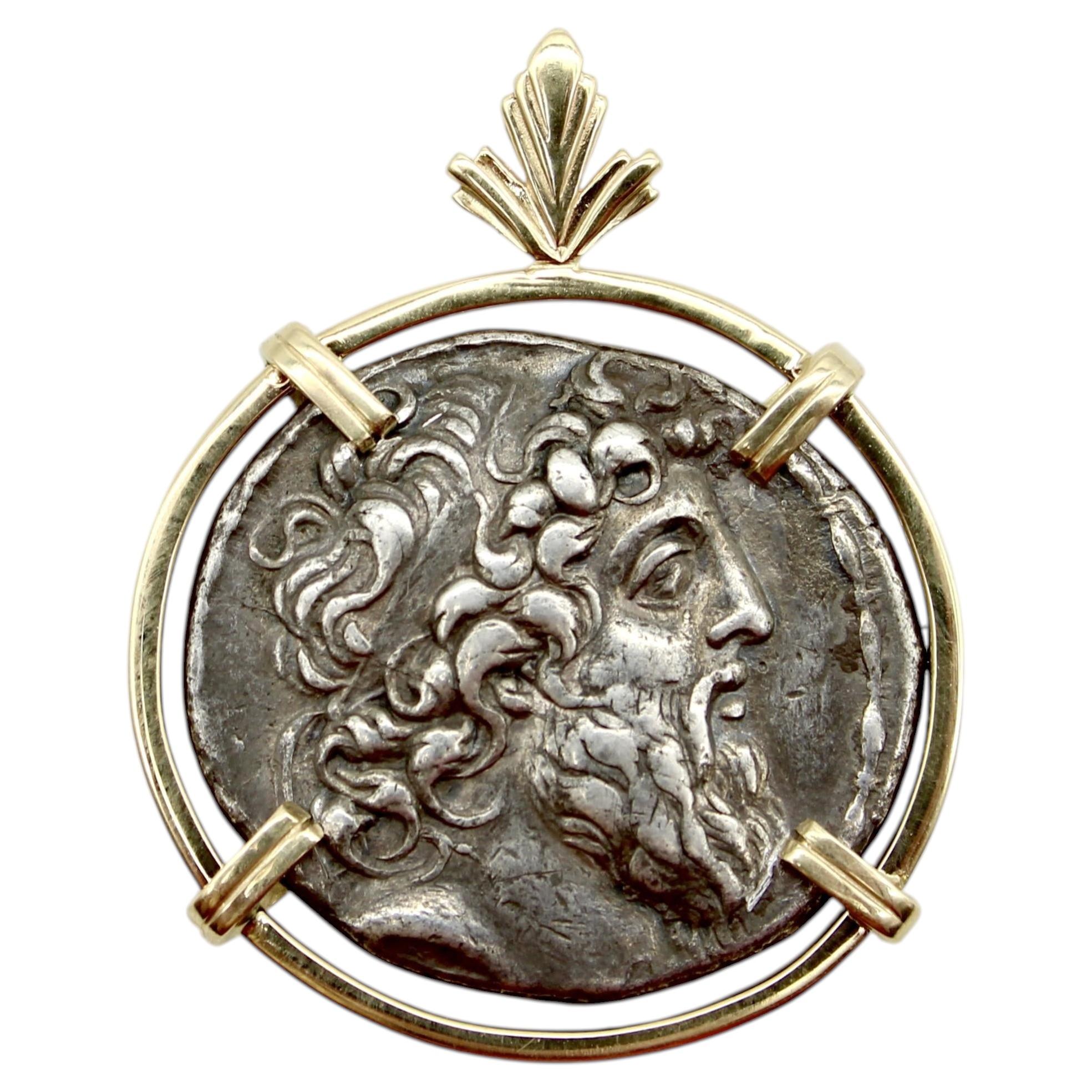 Royaume Séleucide Demetrios II Nikator Argent Sterling Pièce Ancienne 14K Pendentif