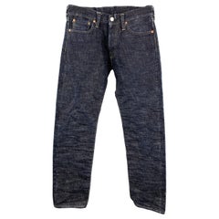 SELF EDGE Size 31 x 31 Indigo Contrast Stitch Selvedge Denim Button Fly Jeans