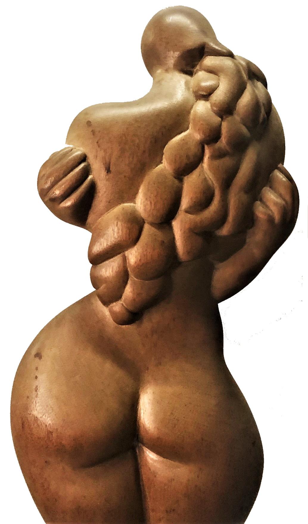 Self-Embrace, Mid-Century American Modern Wood Sculpture by Needle, Ca. 1960 For Sale 3