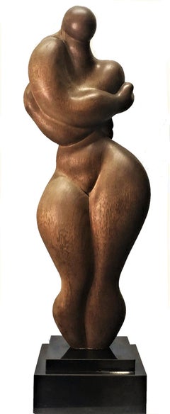 Self-Embrace, Mid-Century American Modern Wood Sculpture by Needle, Ca. 1960