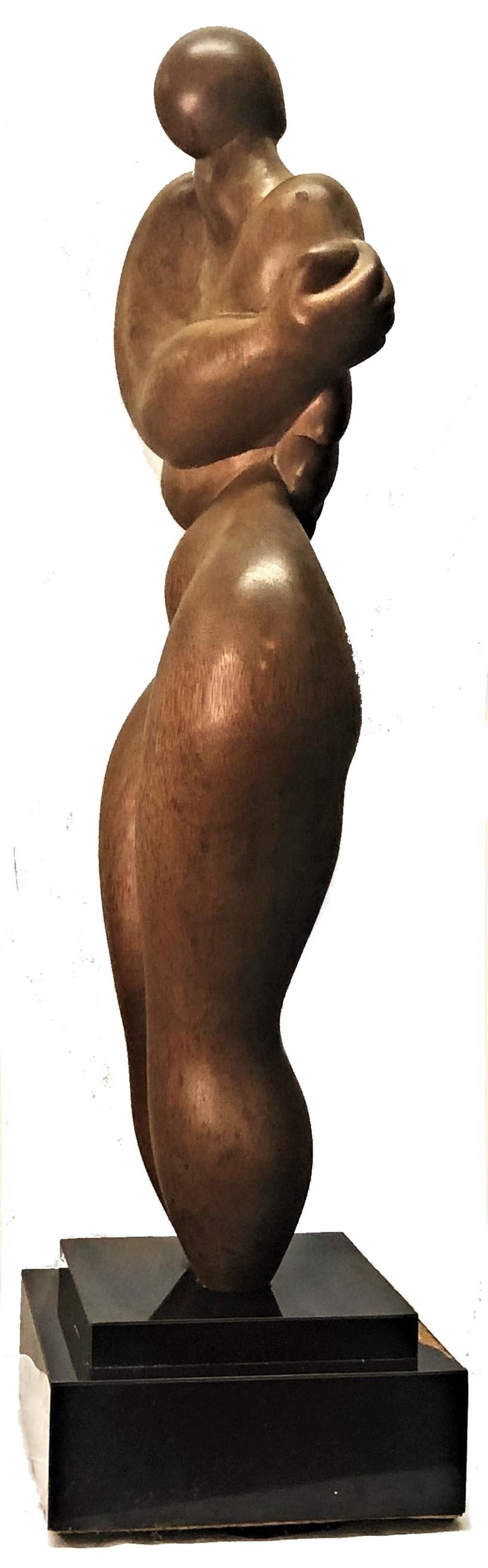 Mid-20th Century Self-Embrace, Mid-Century American Modern Wood Sculpture by Needle, Ca. 1960 For Sale