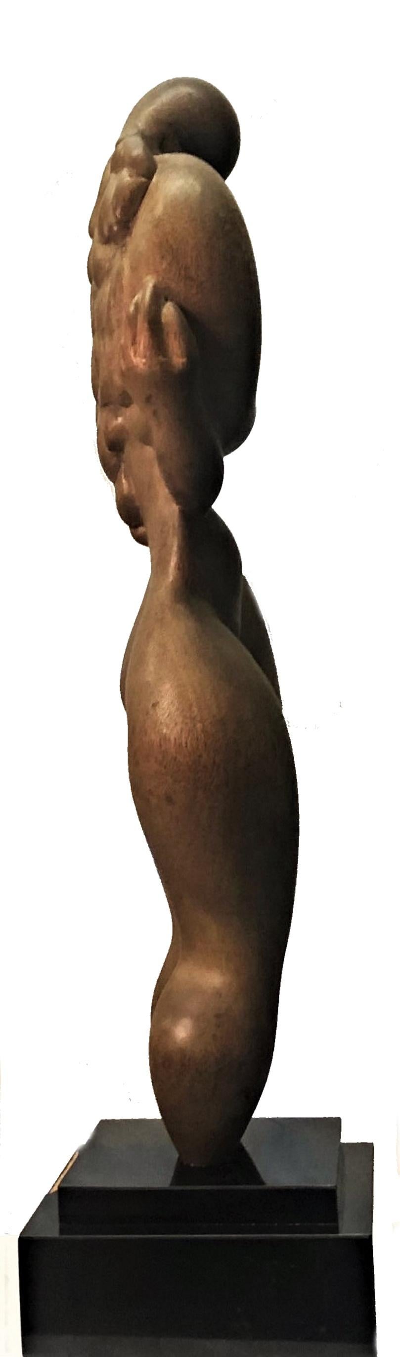 Mahogany Self-Embrace, Mid-Century American Modern Wood Sculpture by Needle, Ca. 1960 For Sale