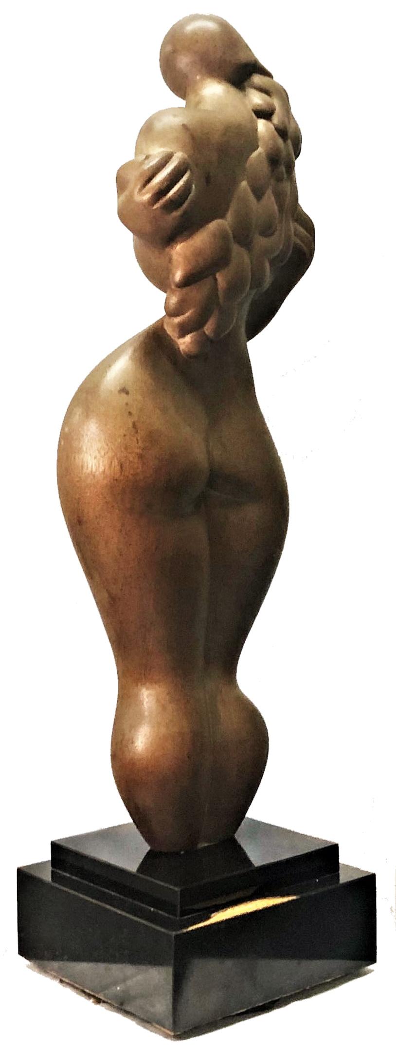 Self-Embrace, Mid-Century American Modern Wood Sculpture by Needle, Ca. 1960 For Sale 1