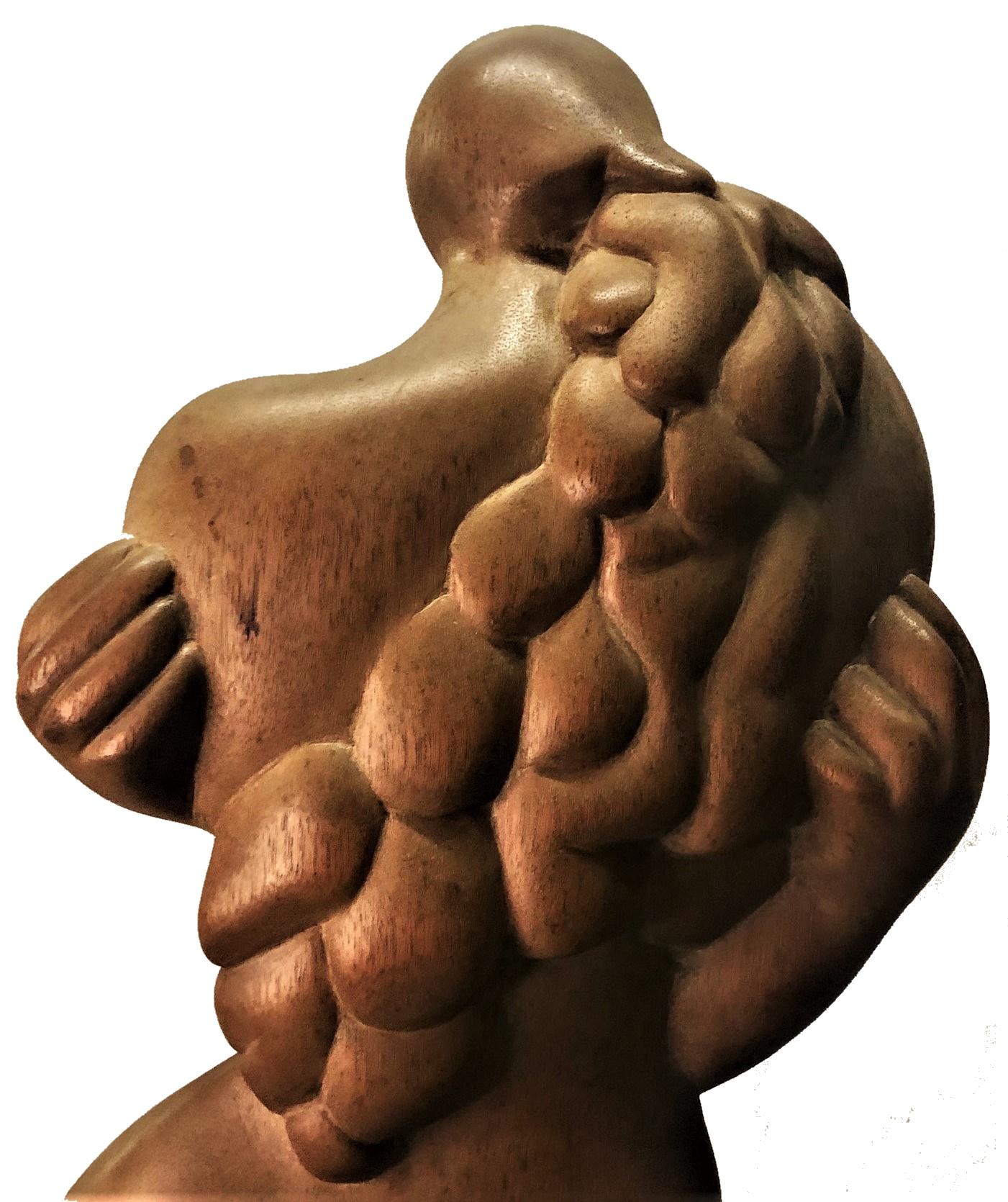Self-Embrace, Mid-Century American Modern Wood Sculpture by Needle, Ca. 1960 For Sale 2