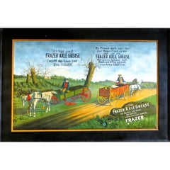 Boite de conserve auto-encadrée pour la publicité "Frazer Axle Grease" Américain:: circa 1900